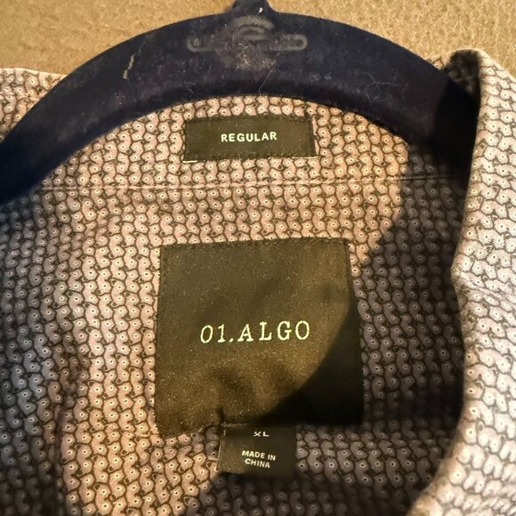 01. Algo Printed Regular Fit Button-Down Shirt Men's Size XL Pale Purple/gray Lo - Picture 3 of 8